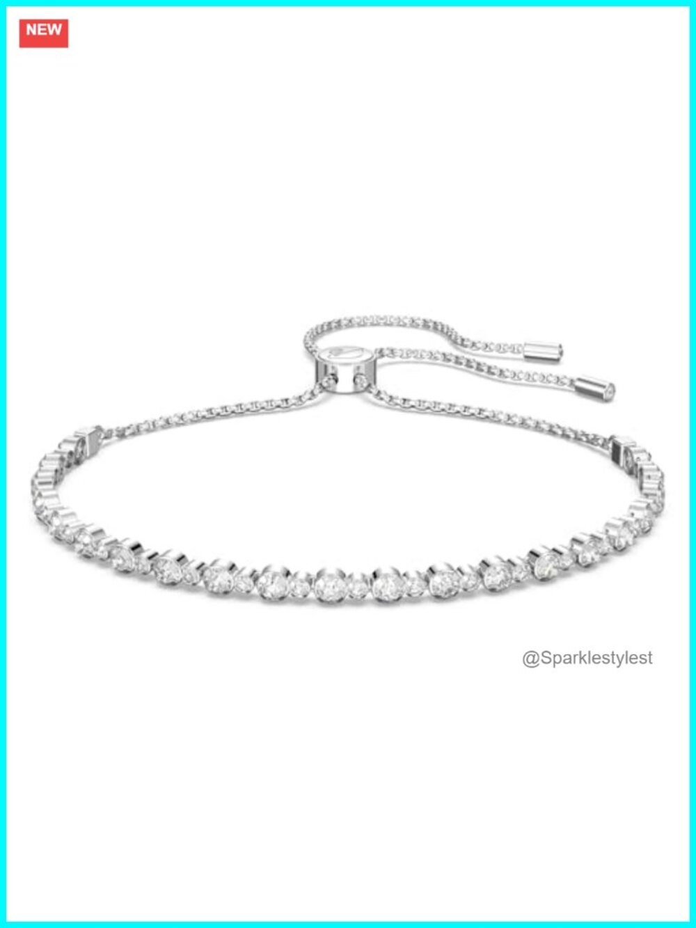 Swarovski Matrix Tennis Bracelet with Clear Round Cut Crystals and Rhodium
